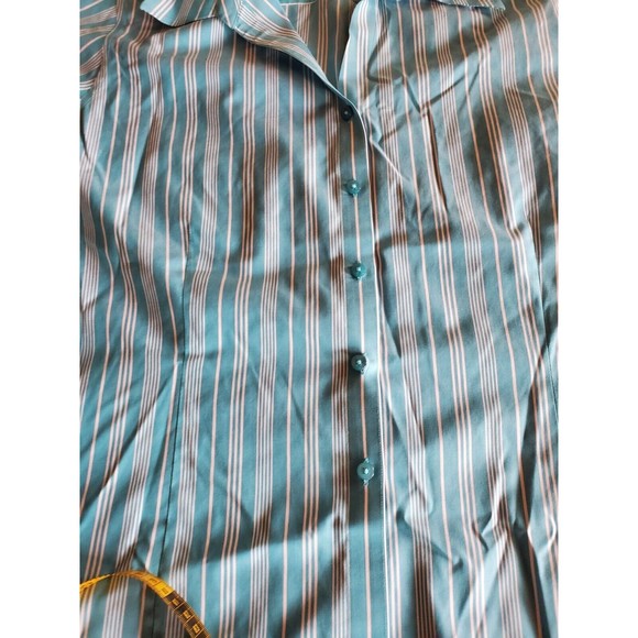 Gold Label Westbound Womens Green Striped Long Sleeve Cotton Button Up Shirt 22W - Picture 3 of 7
